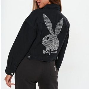 PLAYBOY MISSGUIDED DENIM CROPPED JACKET
